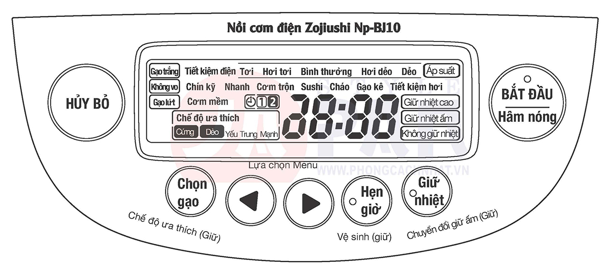 Bảng điều khiển nồi cơm điện Zojirushi NP-BJ10
