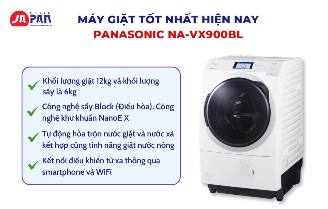 Top 5 Mẫu Máy Giặt Tốt Nhất Hiện Nay Mà Bạn Nên Lựa Chọn 4 Máy giặt tốt nhất hiện nay - Máy giặt Panasonic NA-VX900BL