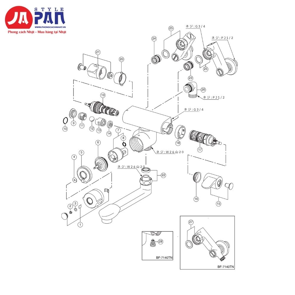 Bảng thông số sen tắm LIXIL BF-7140TSD
